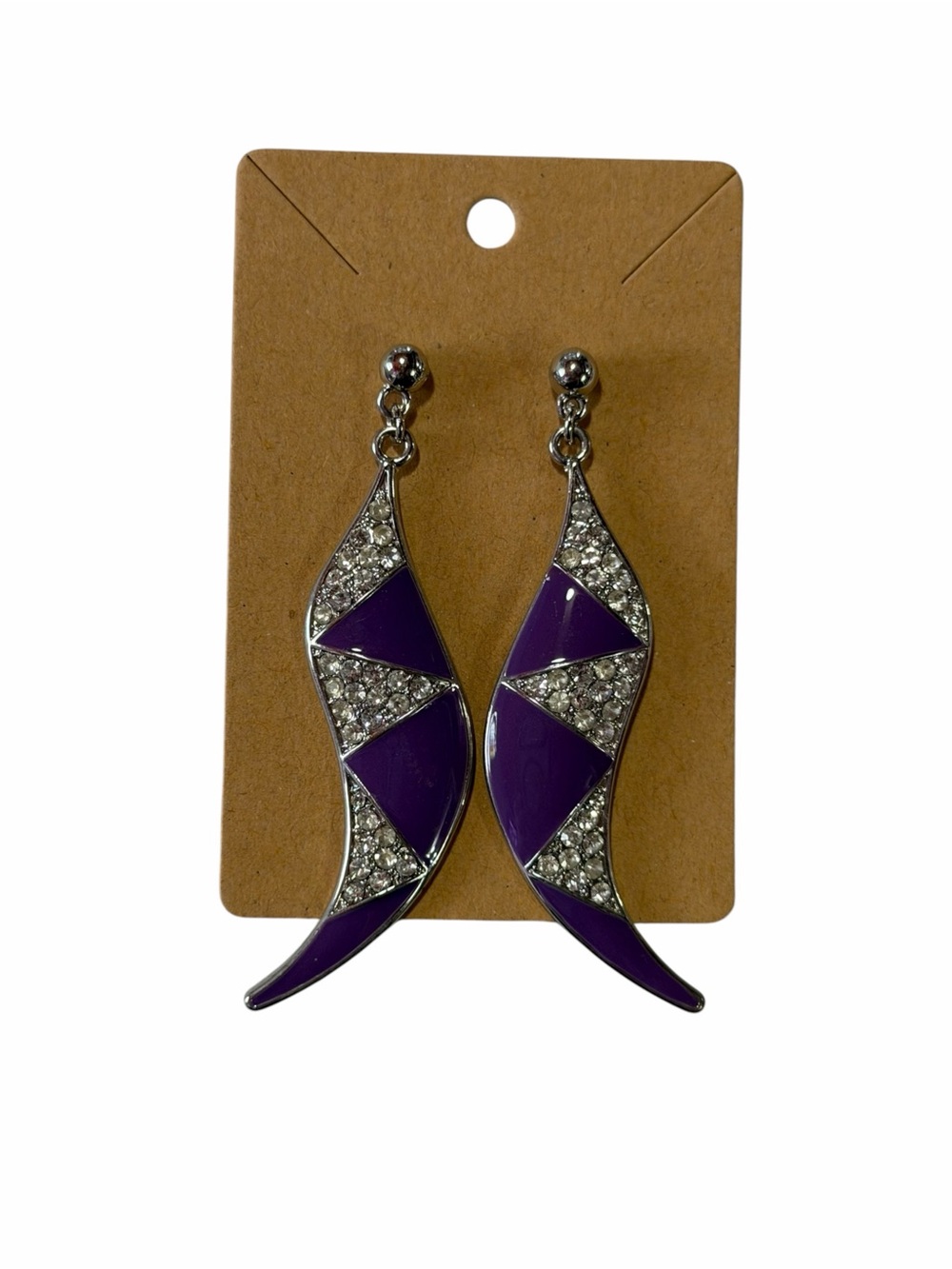 Purple Crystal Wave Drop Earrings - Women Jewelry